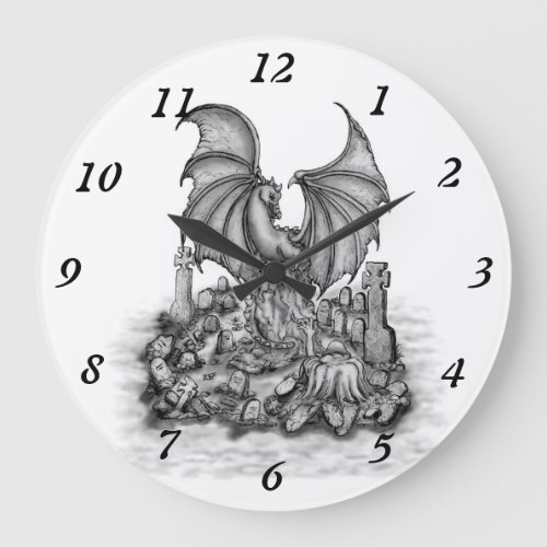 Dragon with Zombie Large Clock