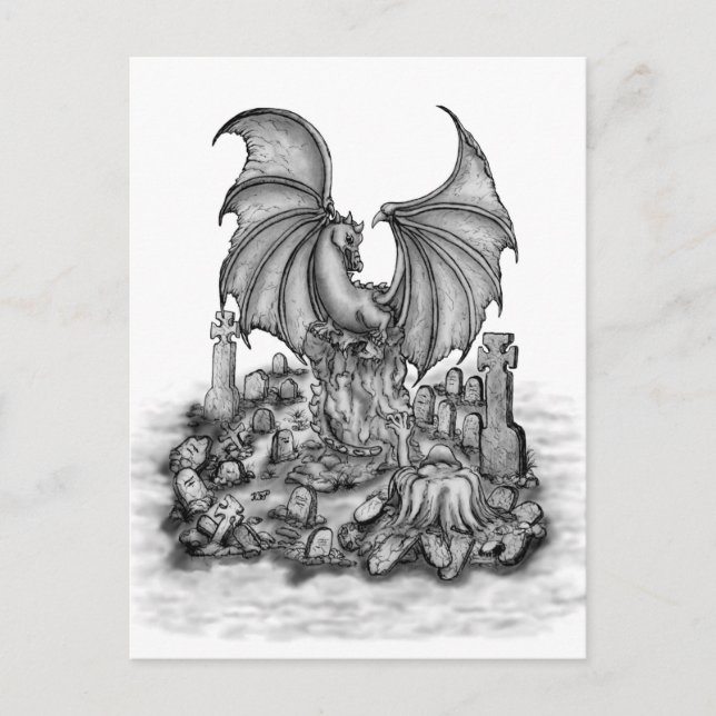 Dragon with Zombie Postcard (Front)