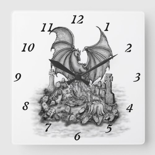 Dragon with Zombie Square Wall Clock