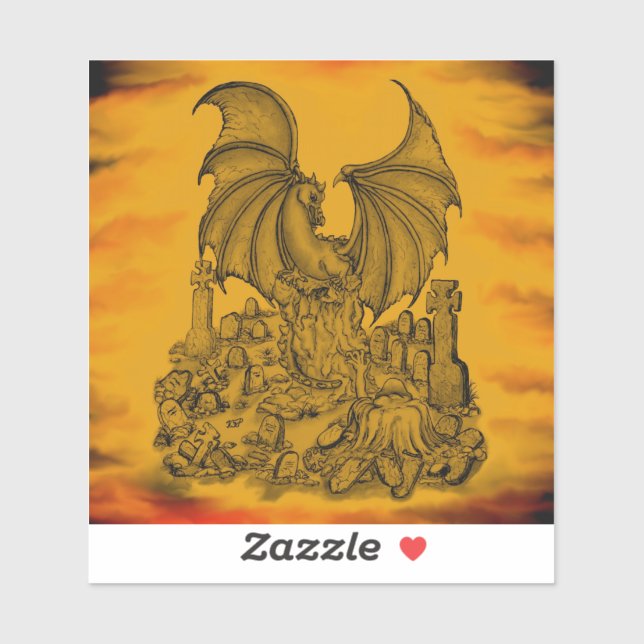 Dragon with Zombie Sticker (Sheet)