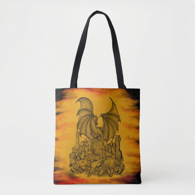 Dragon with Zombie Tote Bag (Front)