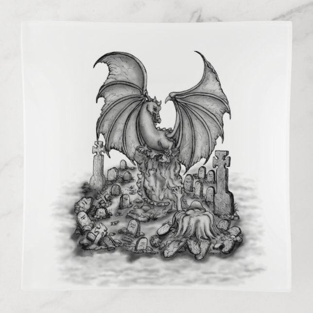 Dragon with Zombie Trinket Tray (Front)