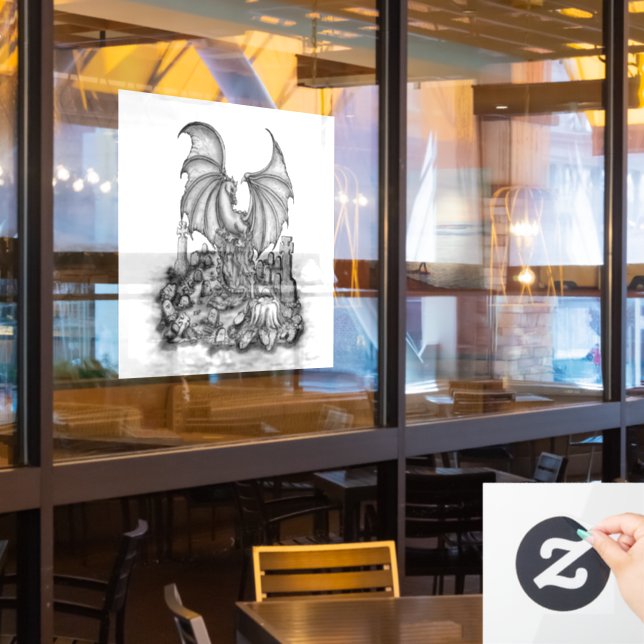 Dragon with Zombie Window Cling (Restaurant Window)