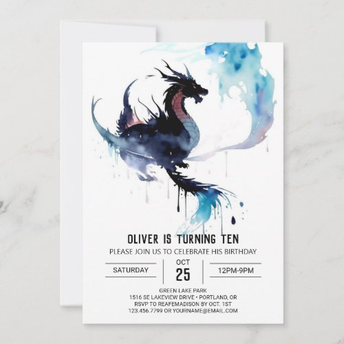 Dragon Wonderland Kids Birthday Invitation