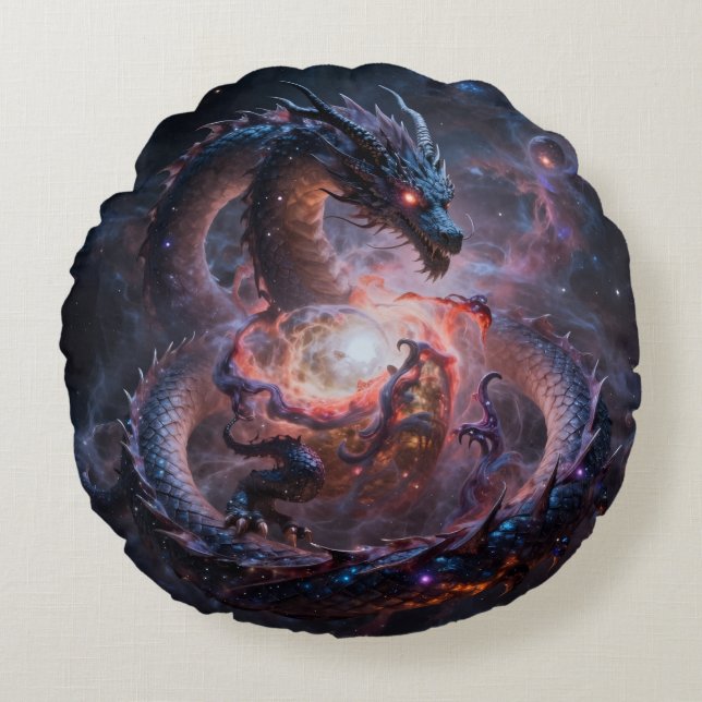 Dragon World – The Realm of Fire and Magic´1 Round Pillow (Front)