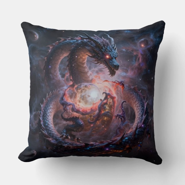 Dragon World – The Realm of Fire and Magic´1 Throw Pillow (Front)