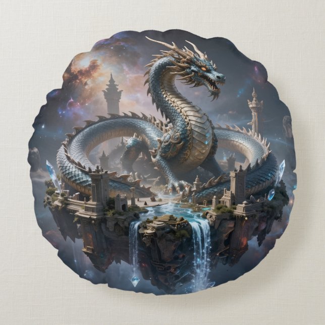 Dragon World – The Realm of Fire and Magic´2 Round Pillow (Front)