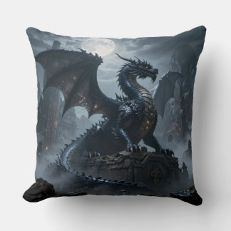 Dragon World – The Realm of Fire and Magic Throw Pillow