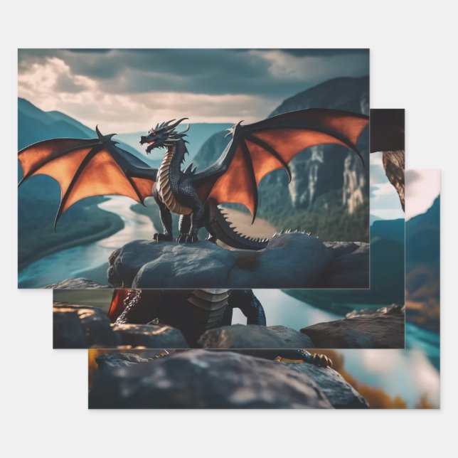 Dragon Wrapping Paper Sheets (Set)
