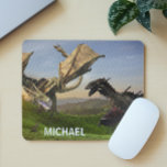 Dragon Wyvern Battle Fantasy Mouse Pad<br><div class="desc">This design may be personalized by choosing the customize further option to add text. Contact me at colorflowcreations@gmail.com if you with to have this design on another product. Purchase my original abstract acrylic painting for sale at www.etsy.com/shop/colorflowart. See more of my creations or follow me at www.facebook.com/colorflowcreations, www.instagram.com/colorflowcreations, www.twitter.com/colorflowart, and...</div>