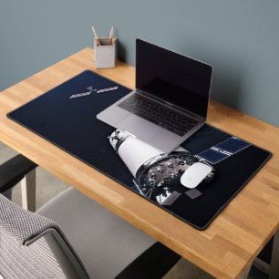 Dragon Xl Spacecraft Approaching A Lunar Gateway. Desk Mat