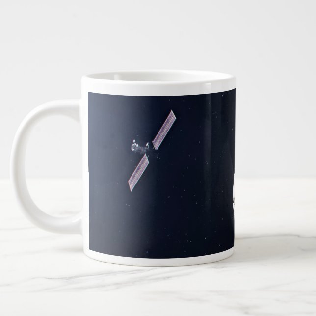 Dragon Xl Spacecraft Approaching A Lunar Gateway. Giant Coffee Mug (Left)