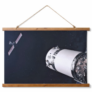 Dragon Xl Spacecraft Approaching A Lunar Gateway. Hanging Tapestry