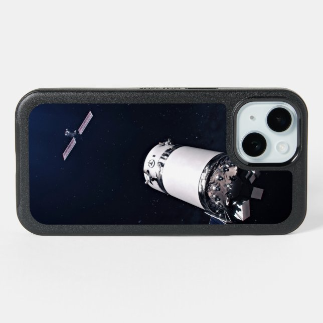 Dragon Xl Spacecraft Approaching A Lunar Gateway. iPhone 15 Case (Back Horizontal)