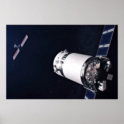 Dragon Xl Spacecraft Approaching A Lunar Gateway Poster
