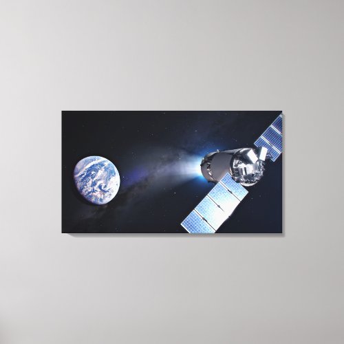 Dragon Xl Spacecraft With Planet Earth In Distance Canvas Print