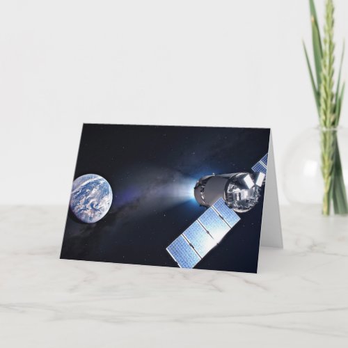 Dragon Xl Spacecraft With Planet Earth In Distance Card