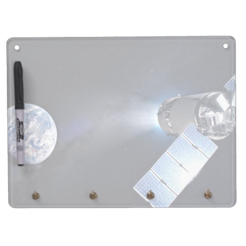 Dragon Xl Spacecraft With Planet Earth In Distance Dry Erase Board With Keychain Holder
