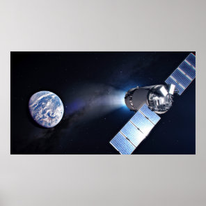 Dragon Xl Spacecraft With Planet Earth In Distance Poster