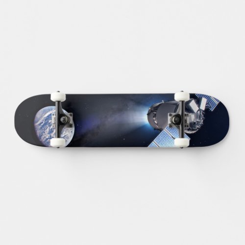 Dragon Xl Spacecraft With Planet Earth In Distance Skateboard