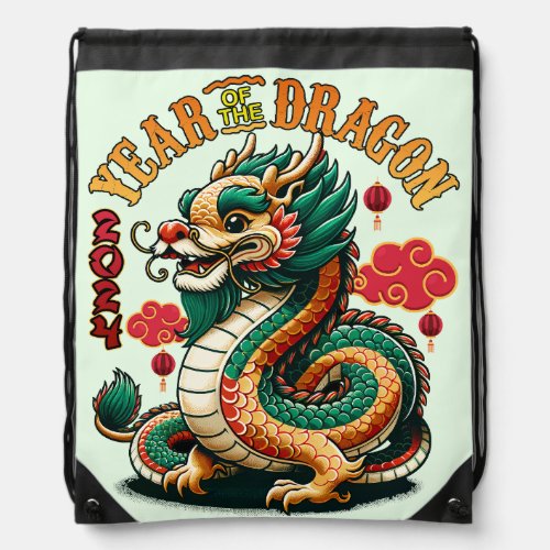 Dragon Year 2024 Embrace Lunar New Year Prosperity Drawstring Bag