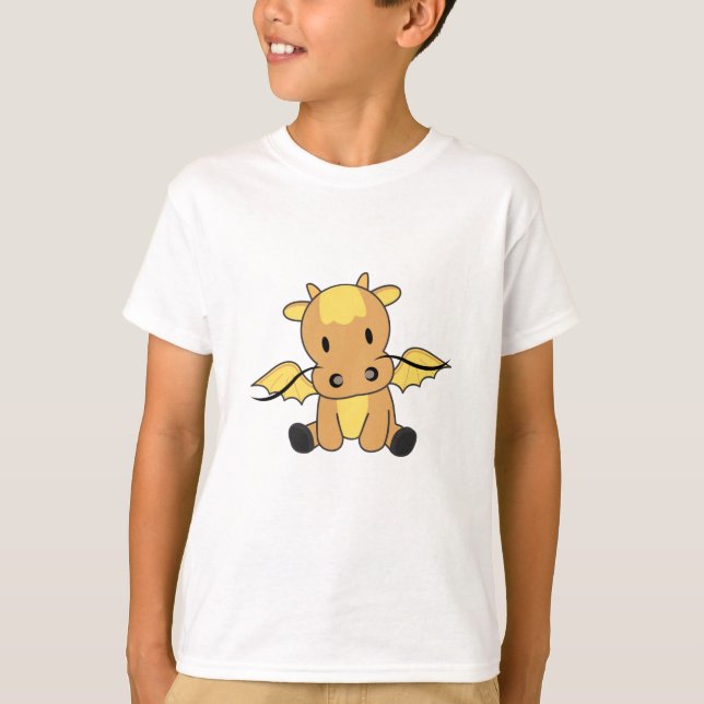 Dragon Yellow Fairy Tale Fantasy Cute Animals T-Shirt (Front)