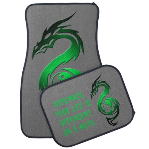 Dragon yin yang green car floor mat