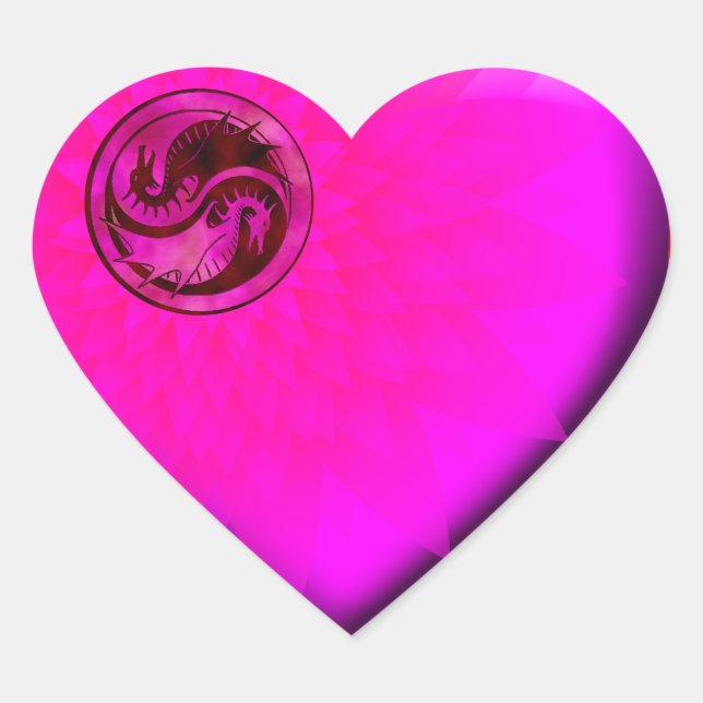 Dragon Yin Yang Heart Sticker (Front)