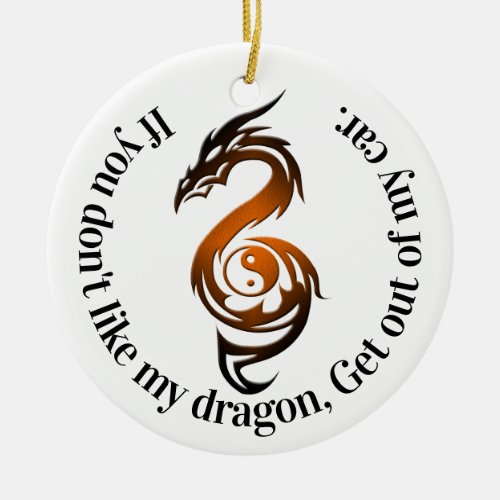 Dragon yin yang orange ceramic ornament