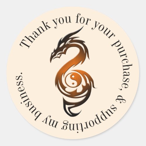 Dragon yin yang orange square sticker
