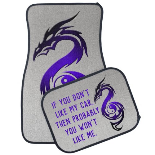 Dragon yin yang purple car floor mat