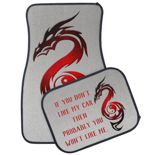 Dragon yin yang red car floor mat
