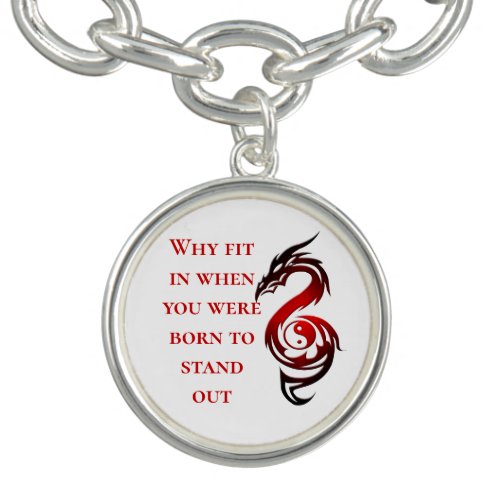 Dragon yin yang red charm bracelet