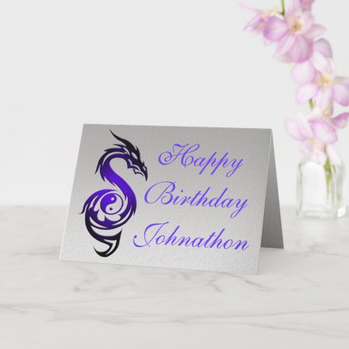 Dragon yin yang violet card