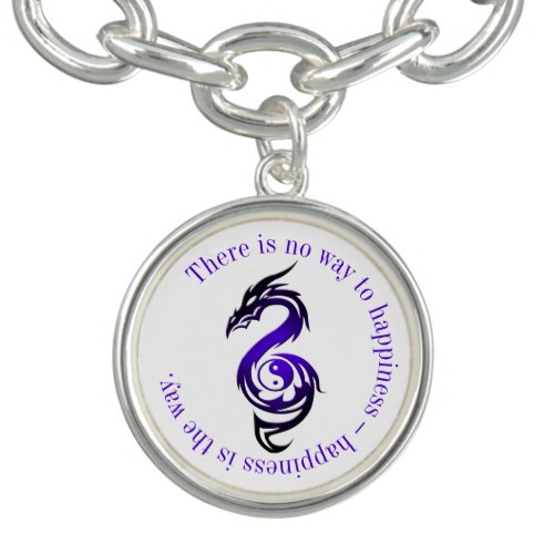 Dragon yin yang violet charm bracelet