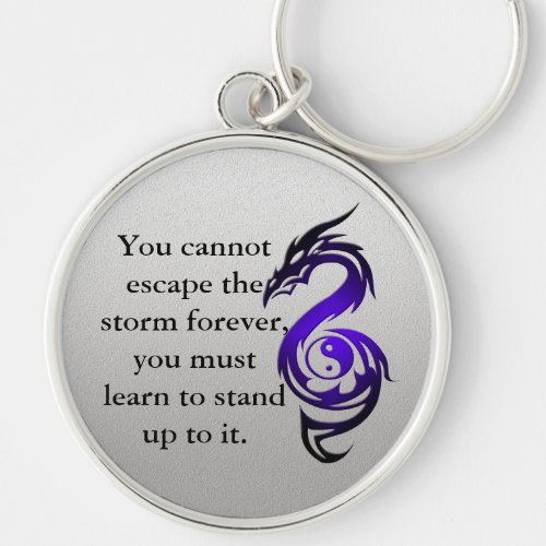 Dragon yin yang violet keychain