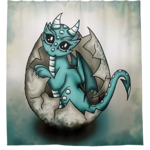 Dragonbaby in egg shower curtain