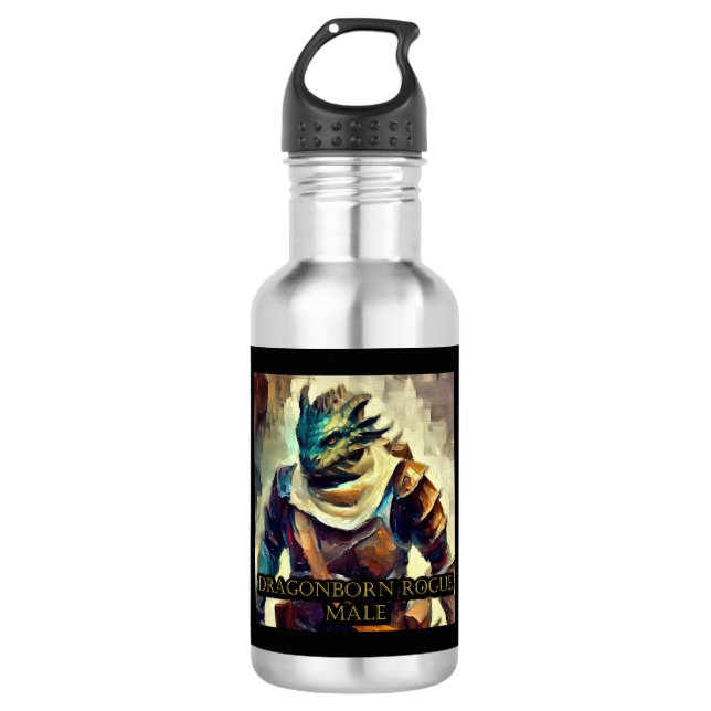 Dragonborn Rogue Male Stainless Steel Water Bottle (Front)
