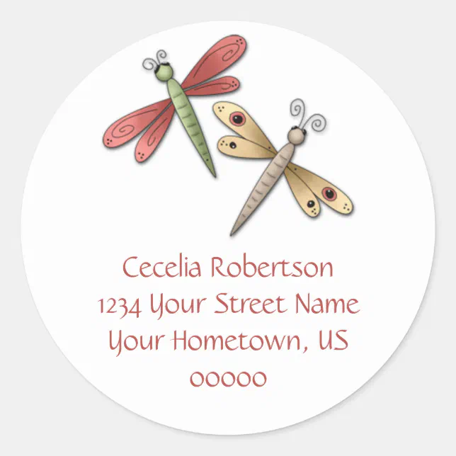 Dragonflies Address Label Zazzle