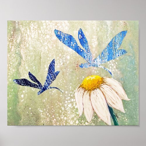 Dragonflies and Daisy Dragonflies Dragonfly Poster