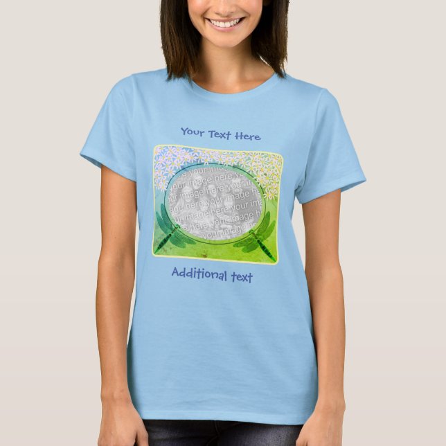 Dragonflies And Daisy Flowers Photo Personalized T-Shirt (Front)