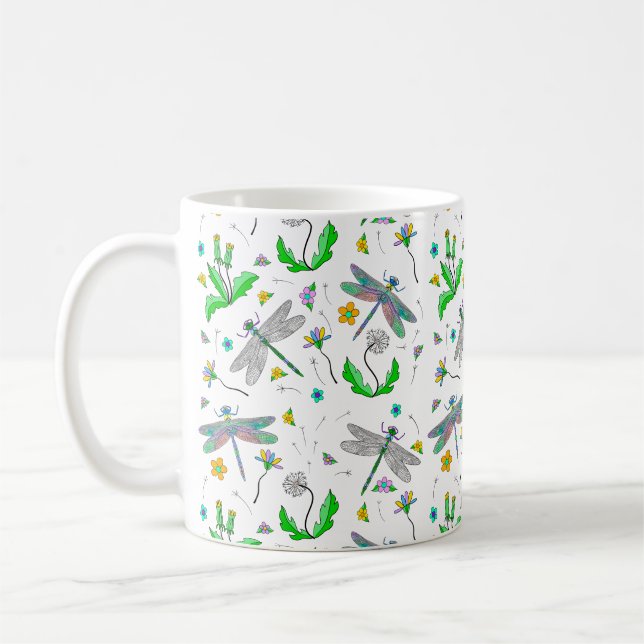Dragonflies and Dandelions Coffee Mug (Left)