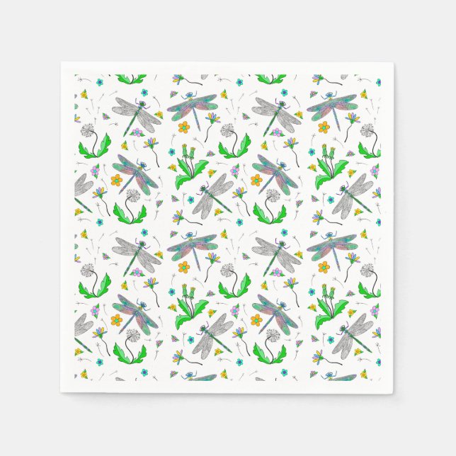 Dragonflies and Dandelions Napkins (Front)