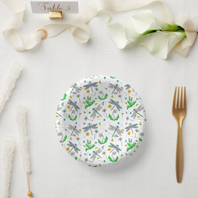 Dragonflies and Dandelions  Paper Bowls (Wedding)