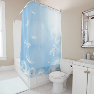 Dragonflies and Dandelions Shower Curtain