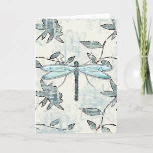 Dragonflies and Floral Pattern Greeting Cards