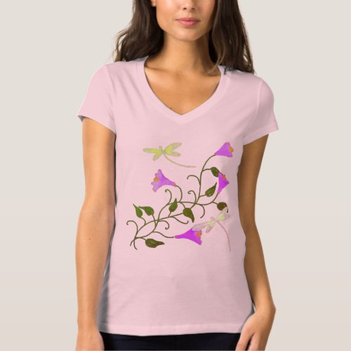 Dragonflies and Flowers Abstract Art to Wear T_Shirt