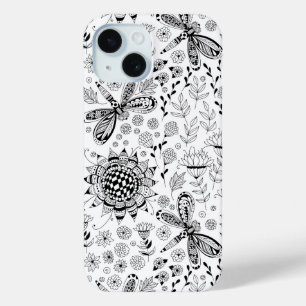 Dragonflies and flowers iPhone 15 case