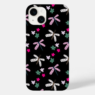 Dragonflies and Flowers On Black Case-Mate iPhone 14 Case