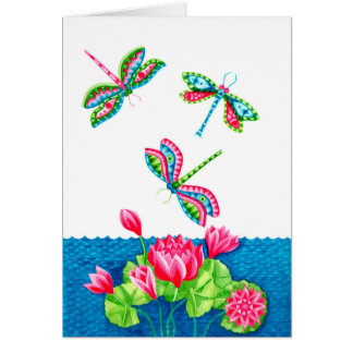 Dragonflies and Lilies Card